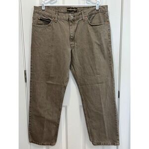 Lee Regular Fit Straight Leg Mens Brown Denim Jeans 42x29 1/2"